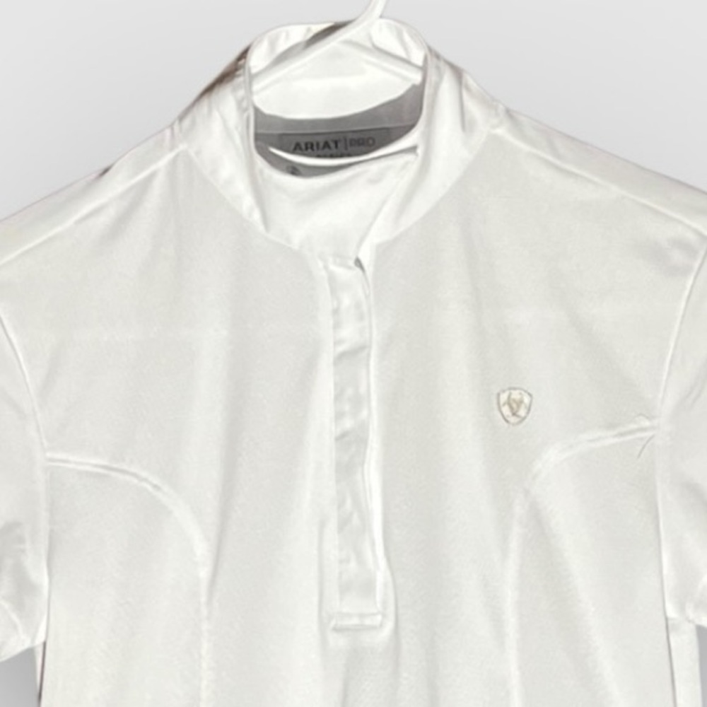 Ariat® Ladies’ White Aptos Equestrian Show Short  Sleeve Event Dressage NWOT XS - Picture 7 of 8